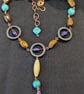 Chalk Turquoise, Tigers Eye & Hematite Non-tarnish Copper Necklace