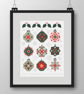 063 - Cross Stitch Christmas Tree Baubles with Holly and Snowflakes Sampler - Image 3