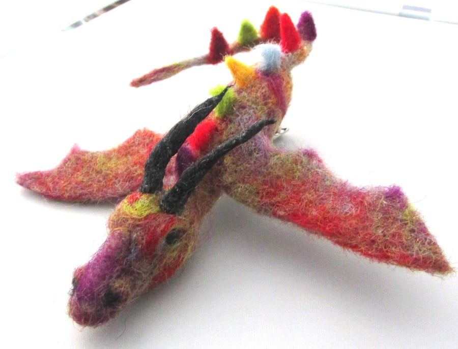 hair accessories dragon Clip rainbow purple   Needle Felted Baby Dragon   