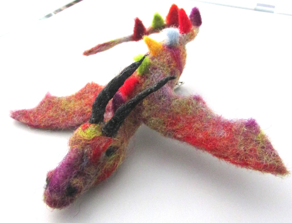 hair accessories dragon Clip rainbow purple   Needle Felted Baby Dragon   