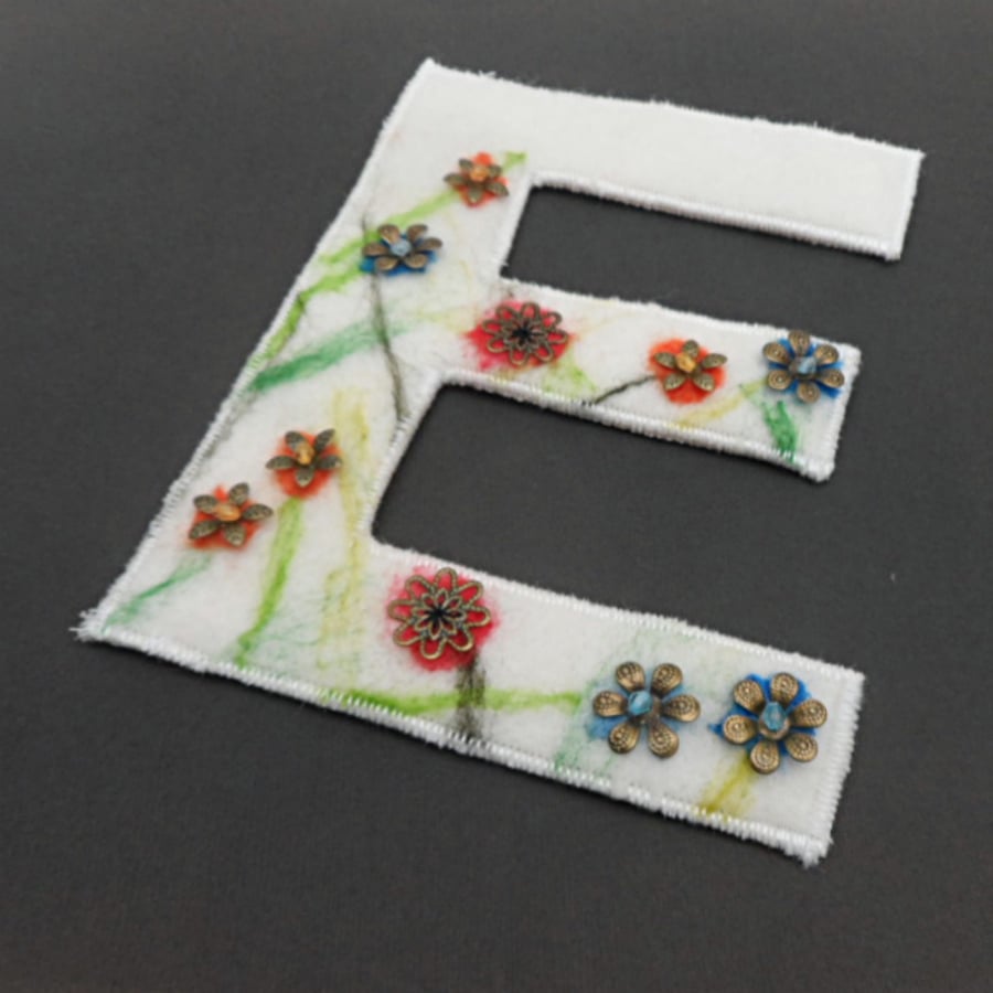 Door or Wall hanging initial letter "E", white - REDUCED