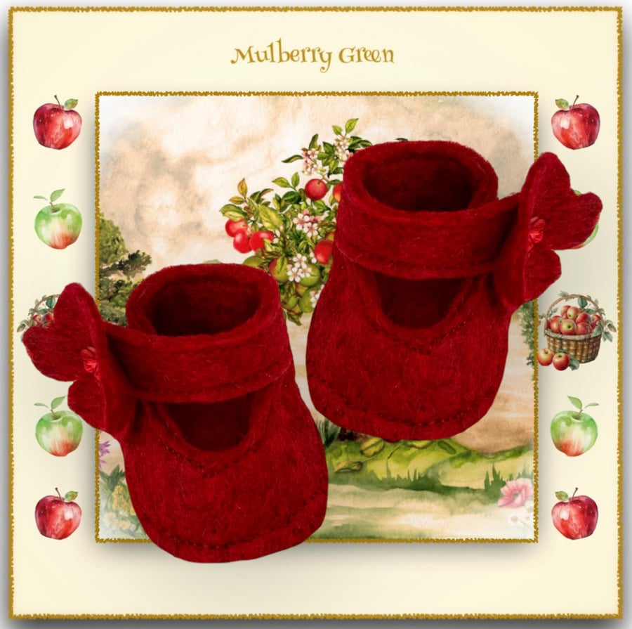 Reserved for June - Crimson Flowered Shoes