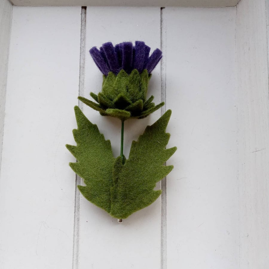 Handmade Felt Thistle Brooch: Scottish Emblem, St Andrews Day