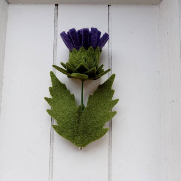 Handmade Felt Thistle Brooch: Scottish Emblem, St Andrews Day