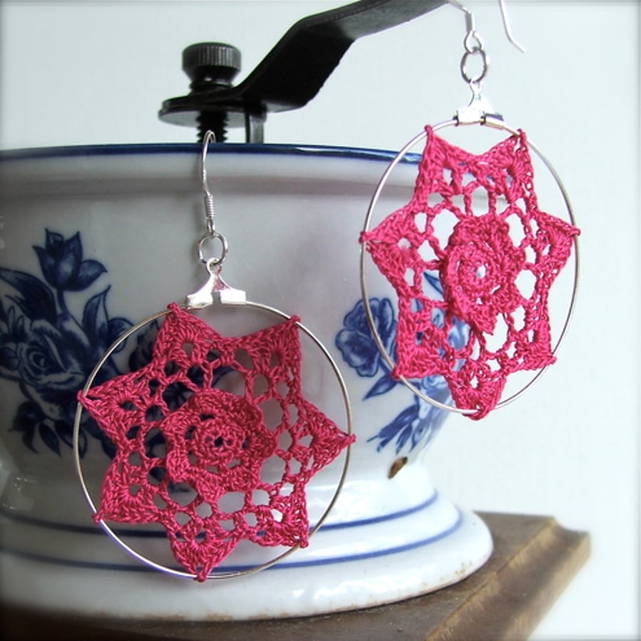 Pink Doily Earrings