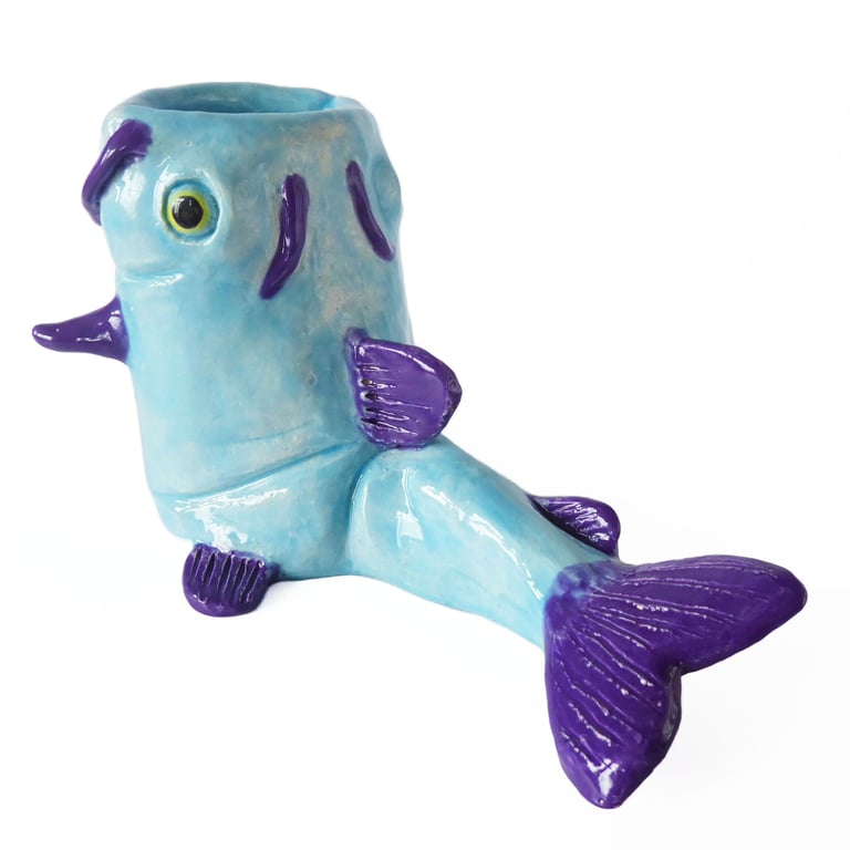 Fish Ceramic Pot - Handmade