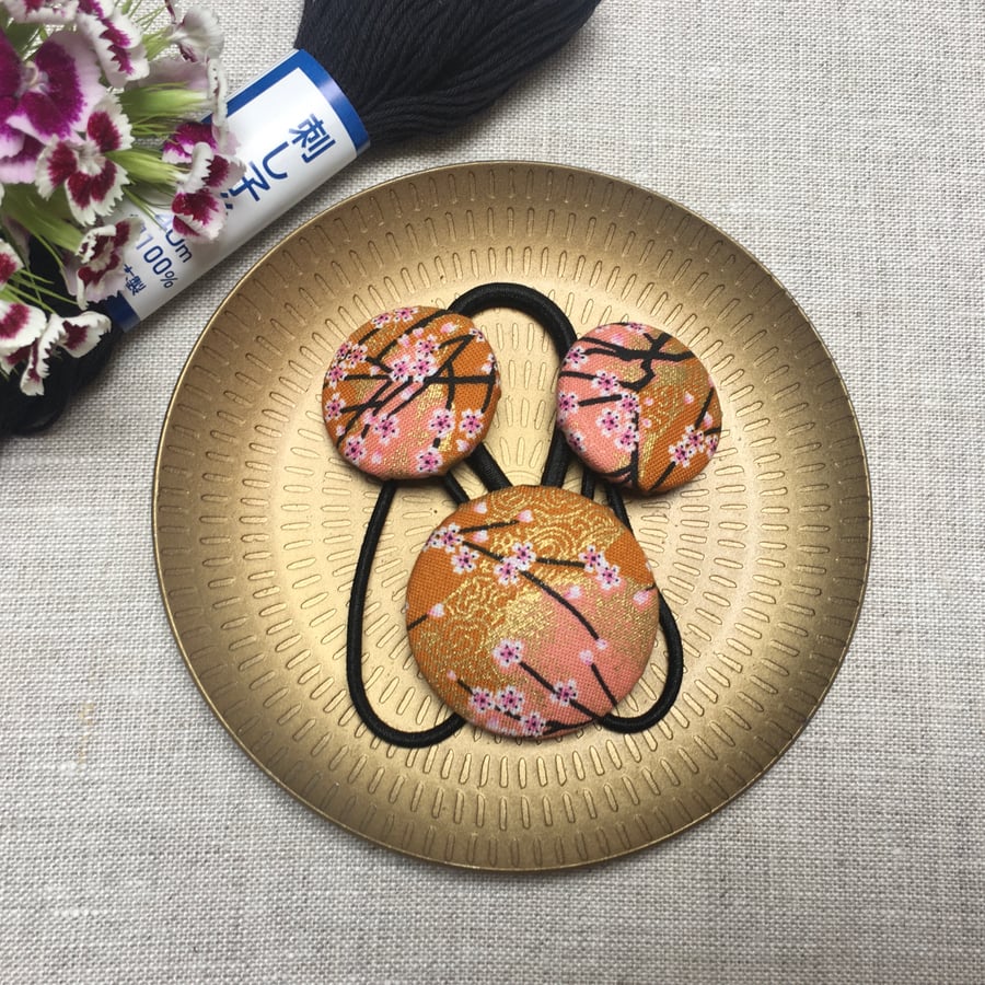 Japanese Fabric Peach Blossoms Hair Ties Hair Bobbles