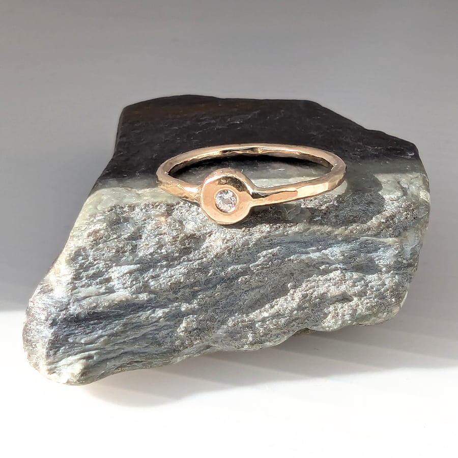 SOLID GOLD RING DIAMOND 9 Carat Gold HALLMARKED Band Textured Ring