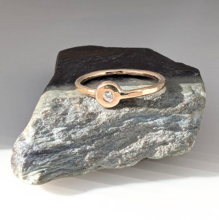 SOLID GOLD RING DIAMOND 9 Carat Gold HALLMARKED Band Textured Ring