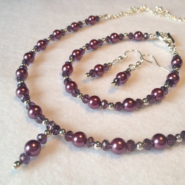 Purple Shell Pearl Jewellery Set