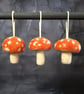 3 Orange Hanging Toadstools. Needle Felted with Wool Fibres.. FREE SHIPPING. - Image 2