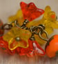 Orange Czech Bead Drops, Yellow Chiffon Ribbon & Antique Bronze Chain Bracelet - Image 2