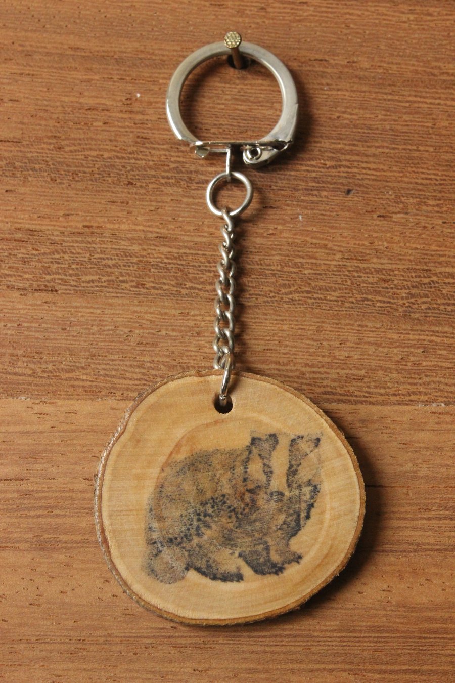 SALE ITEM - Badger Apple Wood Natural Keyring Art Bag & Keys Accessory