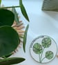 Hand Painted Botanical Ceramic Coaster, Pottery Plant Coasters - Image 1