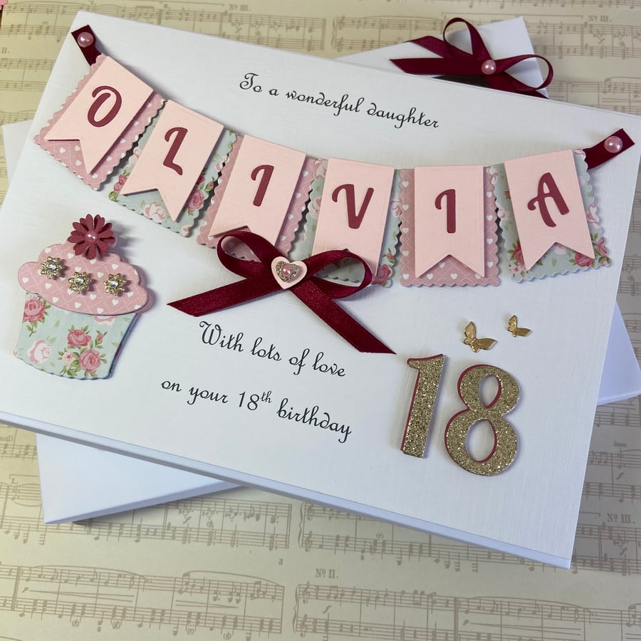 Personalised Boxed Birthday Card Any Age Daughter Granddaughter Mum 18 21 30 60 