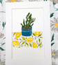 Summer Seconds House plant original gouache painting A4 mounted