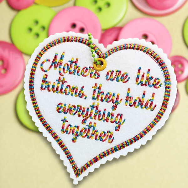 Embroidered Mini Heart Decorations with Inspirational Quote