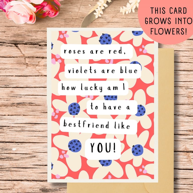 Plantable Galentines Card, Seed Paper Card, Handmade