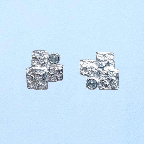 Beautifully Sparkly Silver and Topaz Studs