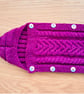 Hand Knitted Deep Pink Doll Cocoon With Buttons (A203) - Image 4