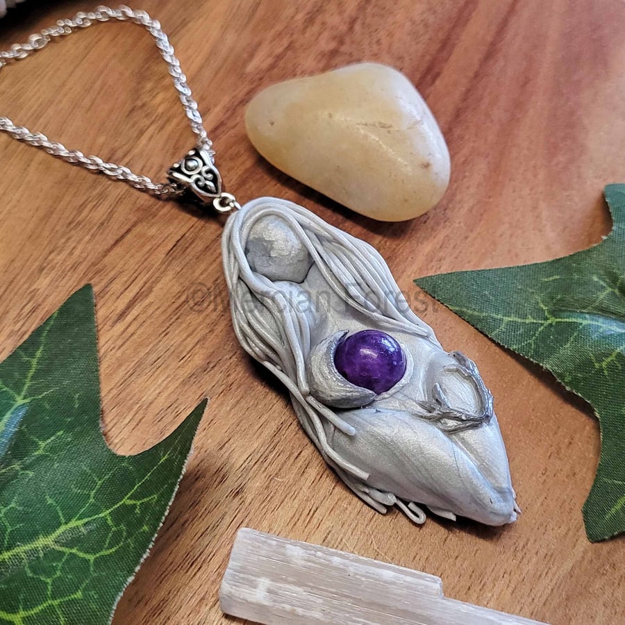 Artemis Goddess Amulet Pendant Necklace Handmade Pagan Jewellery Moon Maiden