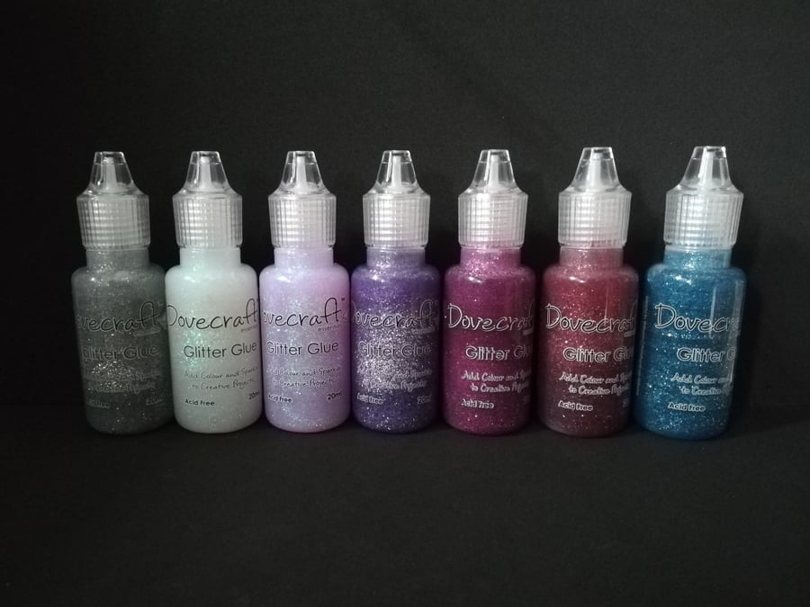 A set of 8 Pastel Coloured Glitter Glues (Dovecraft brand)