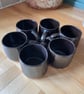Set of 6 dark chocolate glazed stoneware mugs 