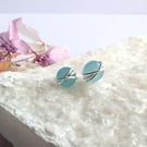 AQUAMARINE Stud Earrings Sterling Silver or 14K Gold Filled March Birthstone 