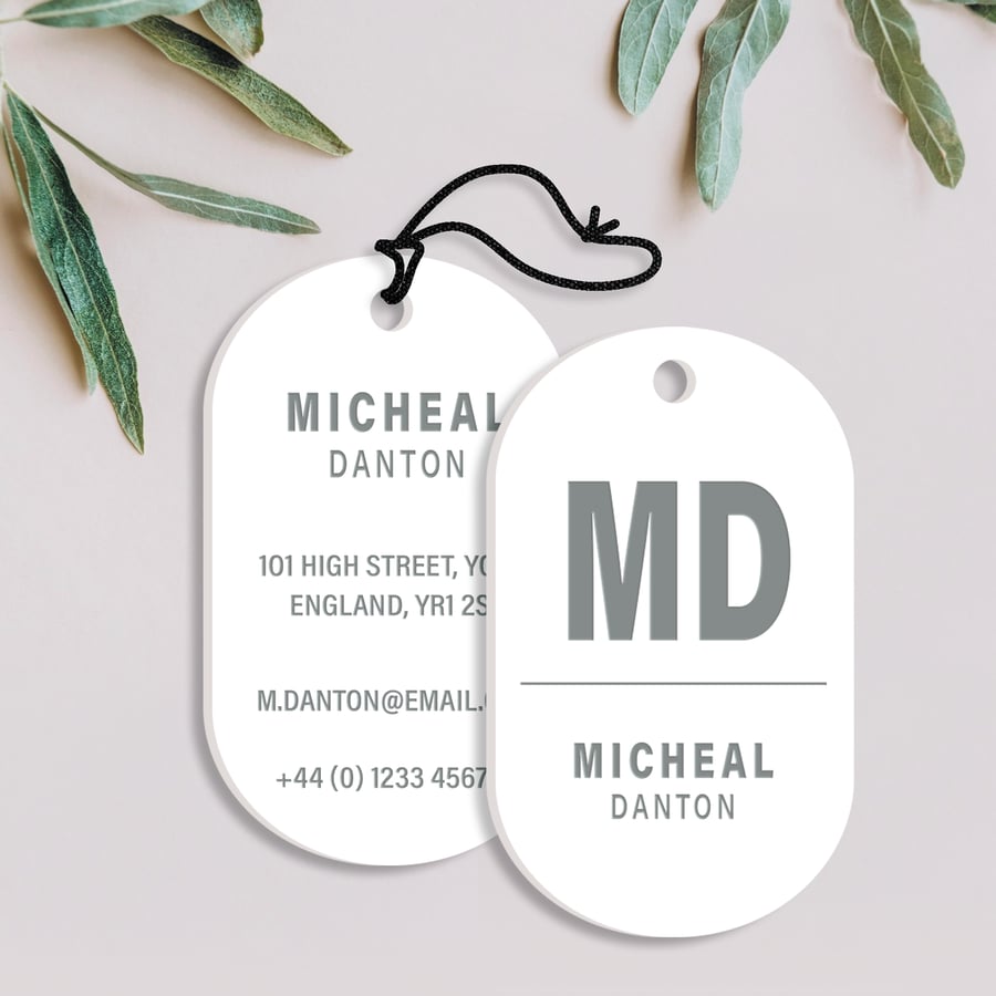 Luggage Tag - Bold Initials: Personalised Engraved Acrylic Suitcase Label