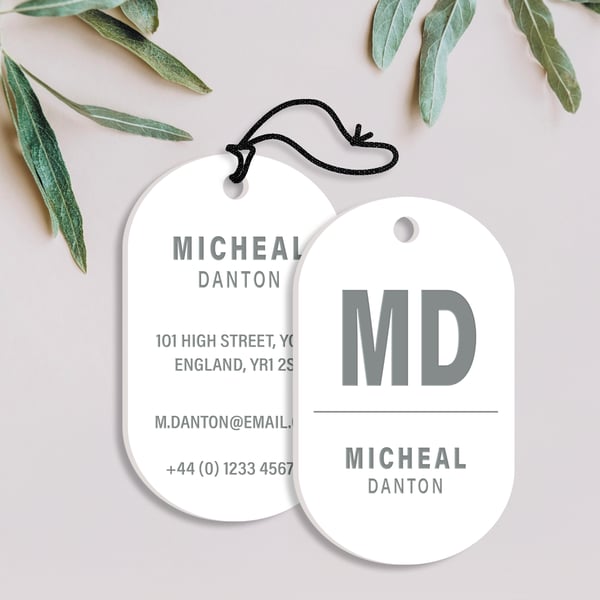 Luggage Tag - Bold Initials: Personalised Engraved Acrylic Suitcase Label