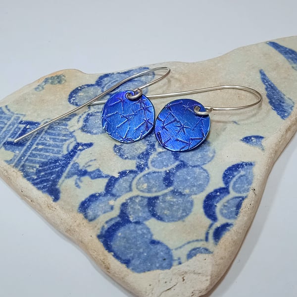 Starry Night Coloured Titanium Small Disc Earrings - UK Free Post