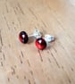 Red Abalone Studs, Small Paua Shell Earrings, Sterling Silver Jewellery - Image 3
