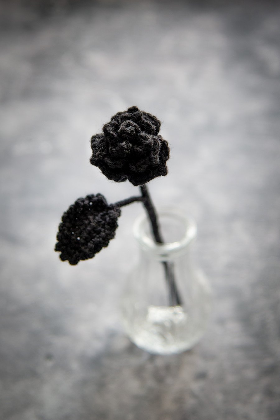 Black Rose Crochet Bookmark 