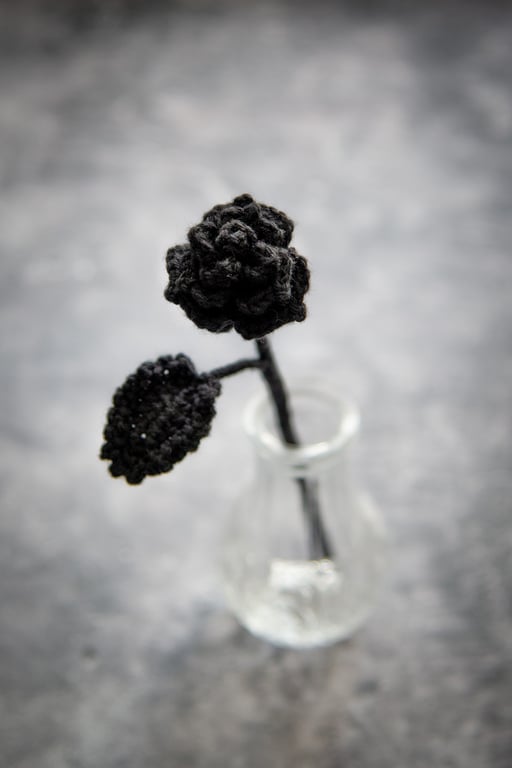 Black Rose Crochet Bookmark 