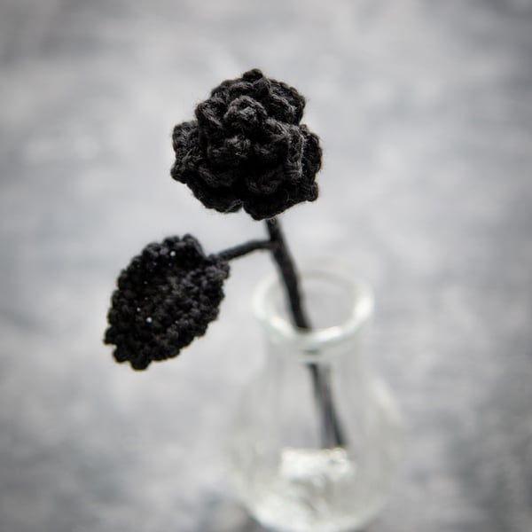 Black Rose Crochet Bookmark 