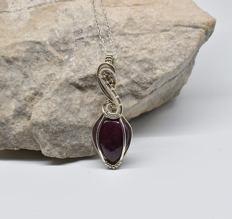 Perfectly Imperfect Ruby and Silver Necklace