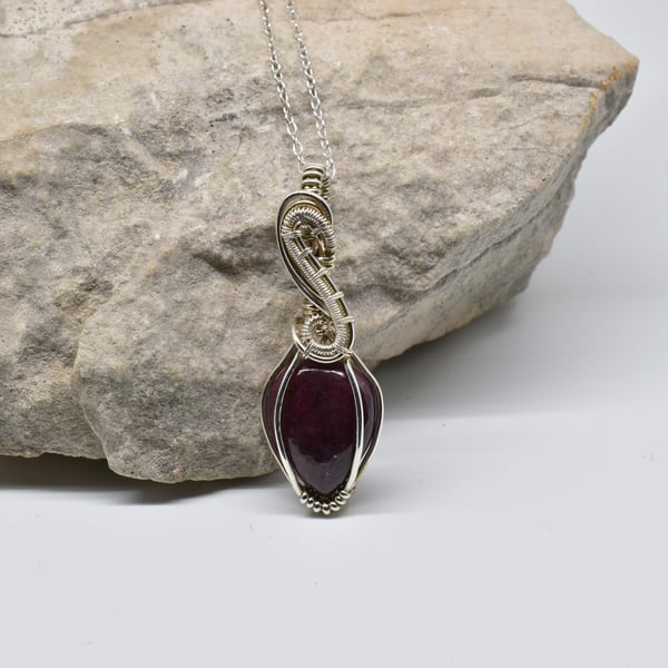 Perfectly Imperfect Ruby and Silver Necklace