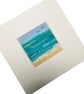Framed textile needle felted picture, 4"x4", tranquil sea - Image 5