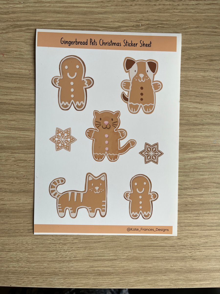 Gingerbread Cats & Dogs Christmas Sticker Set 