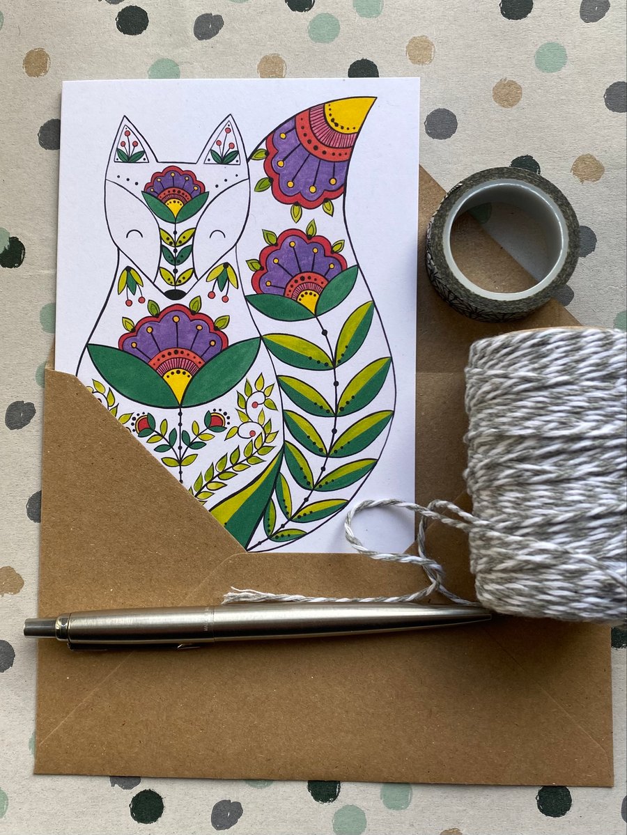 Colourful Fox card