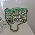 Handcrochet bag with detachable tassle keyring 