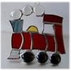 Steam Train Suncatcher Stained Glass Red Handmade Engine 011