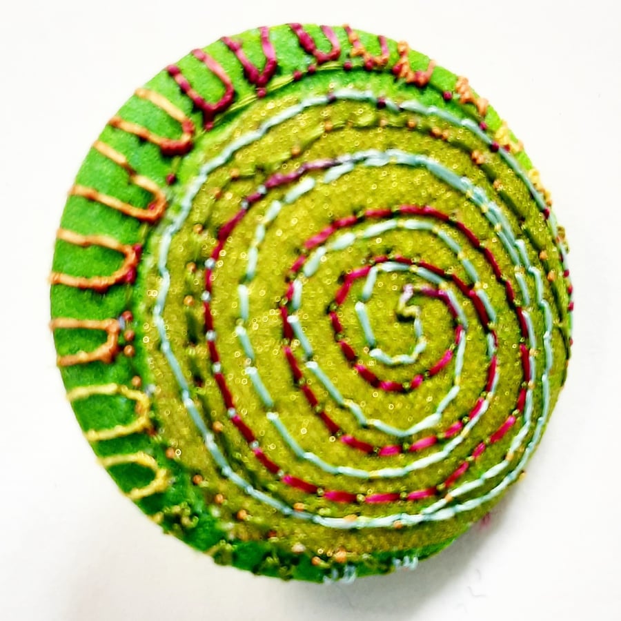 Buttons 1 inch button Hand Dyed Silks and Cottons Free Machine Embroidery Button