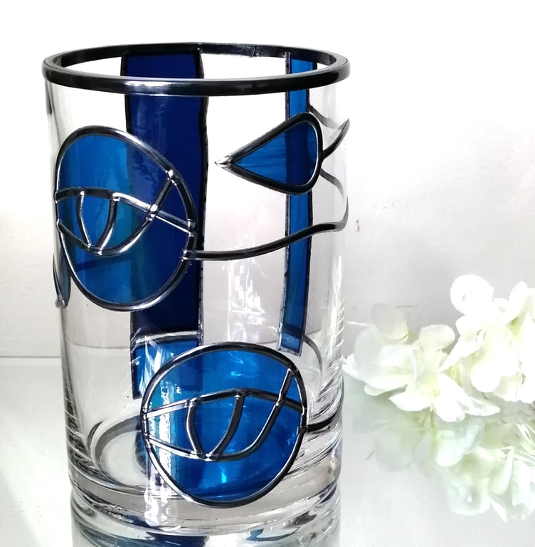 Mackintosh Delight Stained Glass Effect Flower Vase
