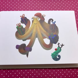 Festive Octopus Greeting Card