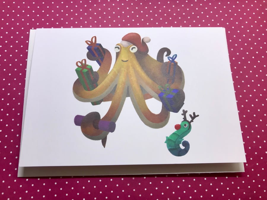 Festive Octopus Greeting Card