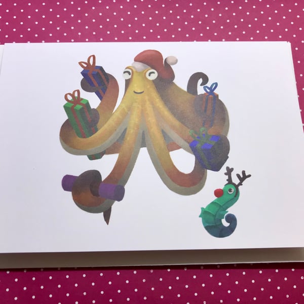Festive Octopus Greeting Card