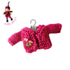 Reserved for Gill - Bright Pink Embroidered Cardigan to fit the Little Hug Dolls