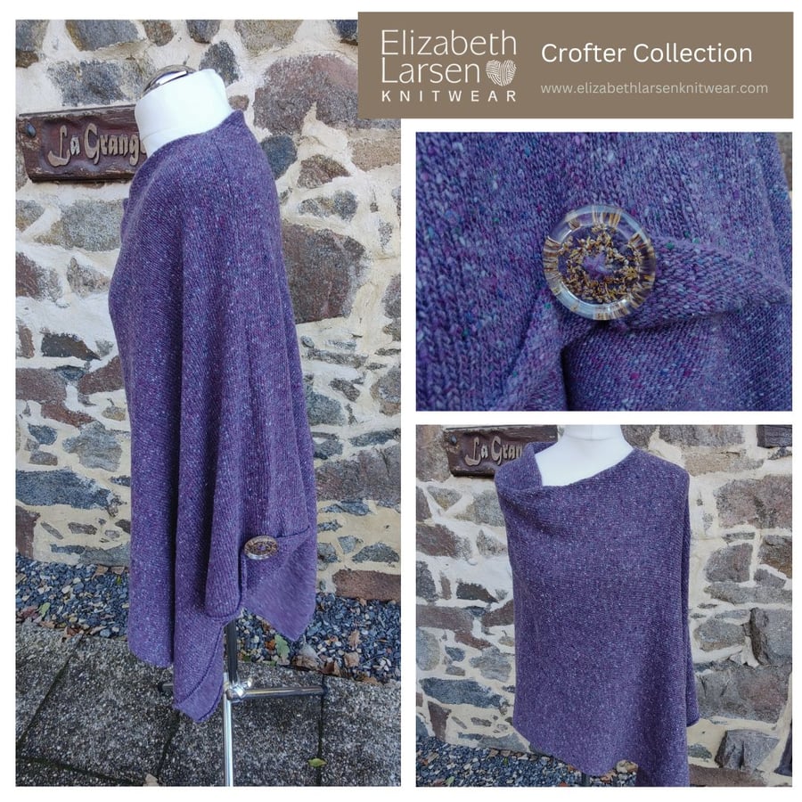 Crofter Poncho. Purple Heather Merino Wool Women's Poncho