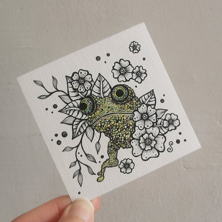 Flower Toad - Original Mini Drawing 